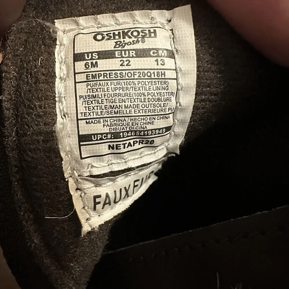 OshKosh B’Gosh Empress Boots, Faux Fur, Faux Leather, Toddler Size‎ 6